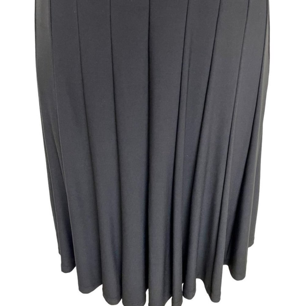 Lauren Ralph Lauren Black Beaded V Neck Pleated A Line Sleeveless Lined Dress 8 - Picture 4 of 14